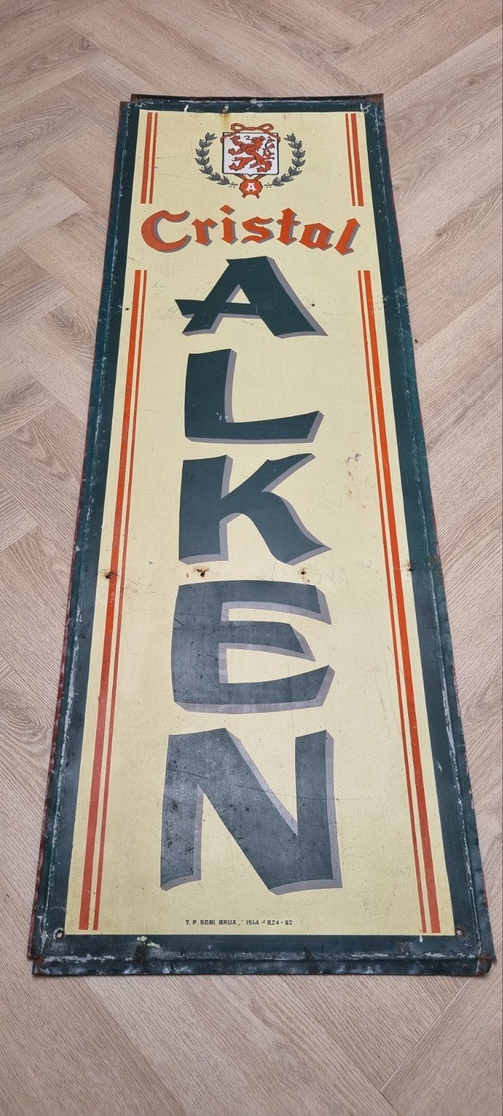 Panneau d'affichage de la brasserie de bière Cristal Alken, Enlèvement ou Envoi, Utilisé, Panneau publicitaire