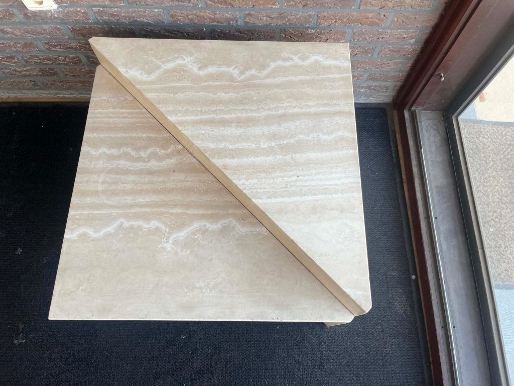Table basse design tavertin up&up 70x70, Maison & Meubles, Enlèvement ou Envoi, Carré