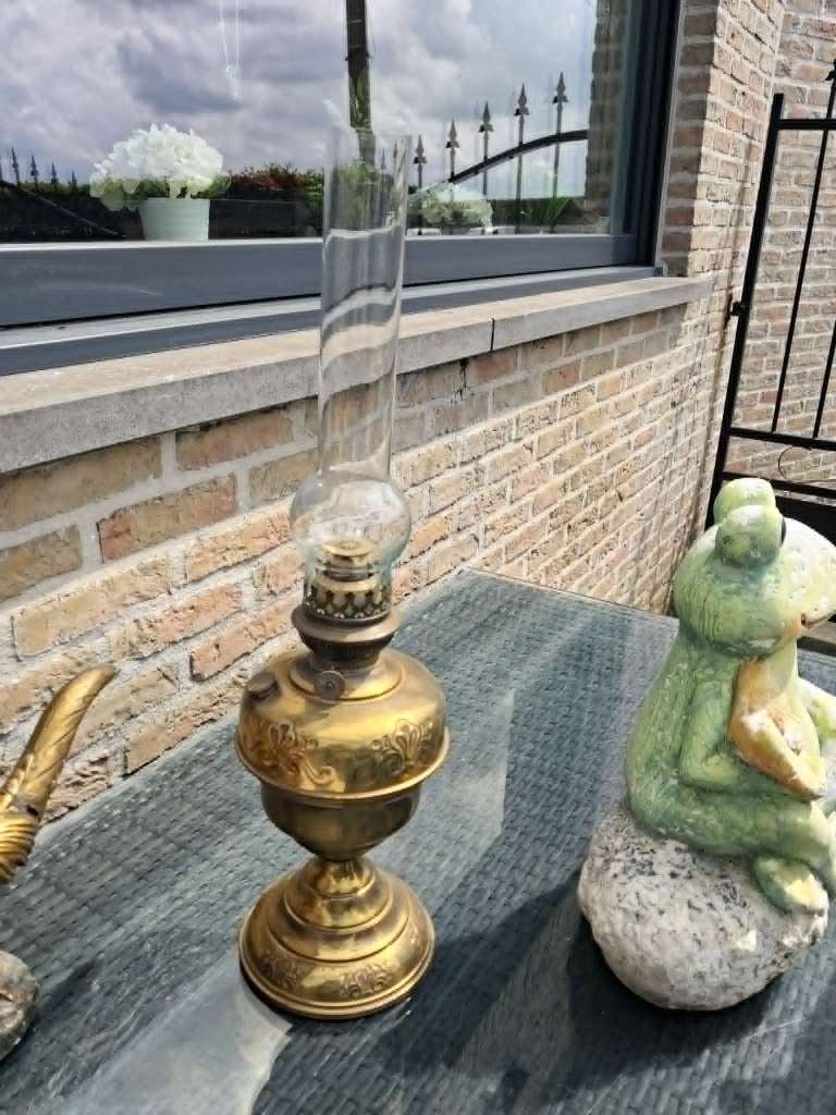 oude koperen olielamp - bieden, Antiek en Kunst, Antiek | Brons en Koper, Ophalen, Koper
