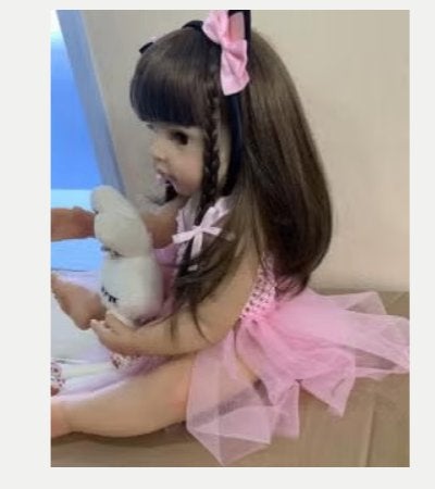 Realistische peuter pop levensecht Bebe pink (55cm), Ophalen of Verzenden, Nieuw, Pop