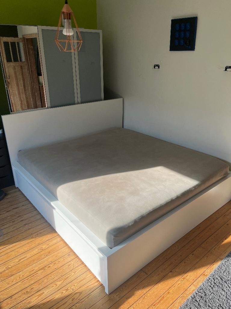 Bed malm tweepersoons, Enlèvement, Utilisé, 180 cm, 200 cm