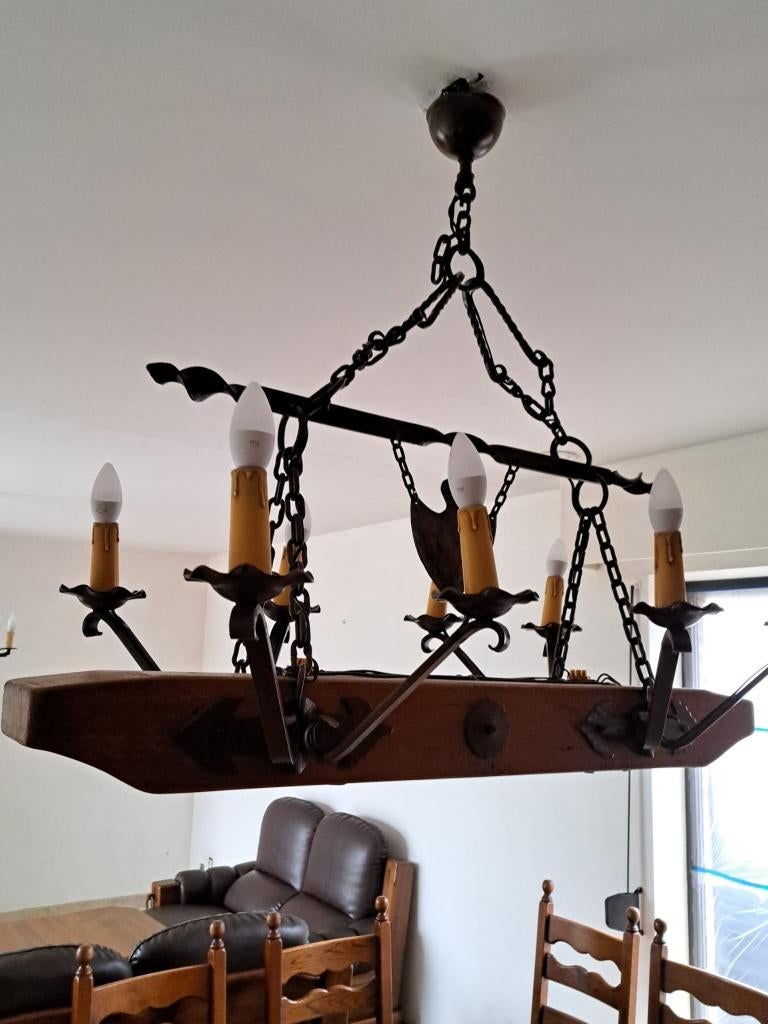 Antieke massieve luster / lamp: Groot, Ophalen