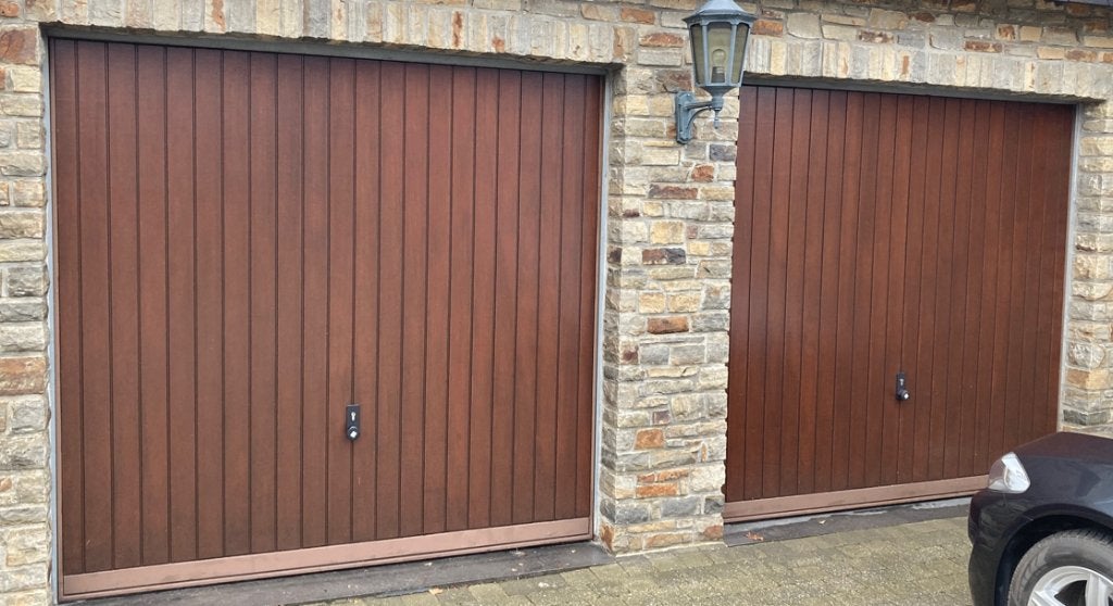 Portes de garage en bois, Doe-het-zelf en Bouw, Rolluiken, Gebruikt, 200 cm of meer, 200 cm of meer, Bruin, Ophalen