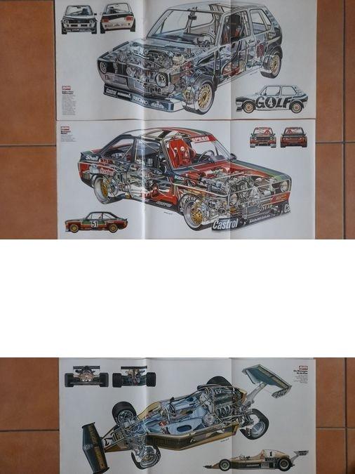Posters: Golf 1 Rallye, Escort 2, BMW F2, Lancia Montecarlo, Verzenden, Gelezen, Volkswagen