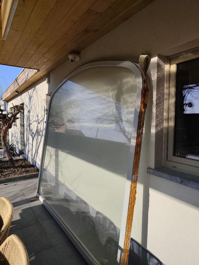 Alu gebogen raam dubbel glas ,zeer goede staat ,, Doe-het-zelf en Bouw, Ophalen, Gevelraam of Ruit, Gebruikt, 160 cm of meer