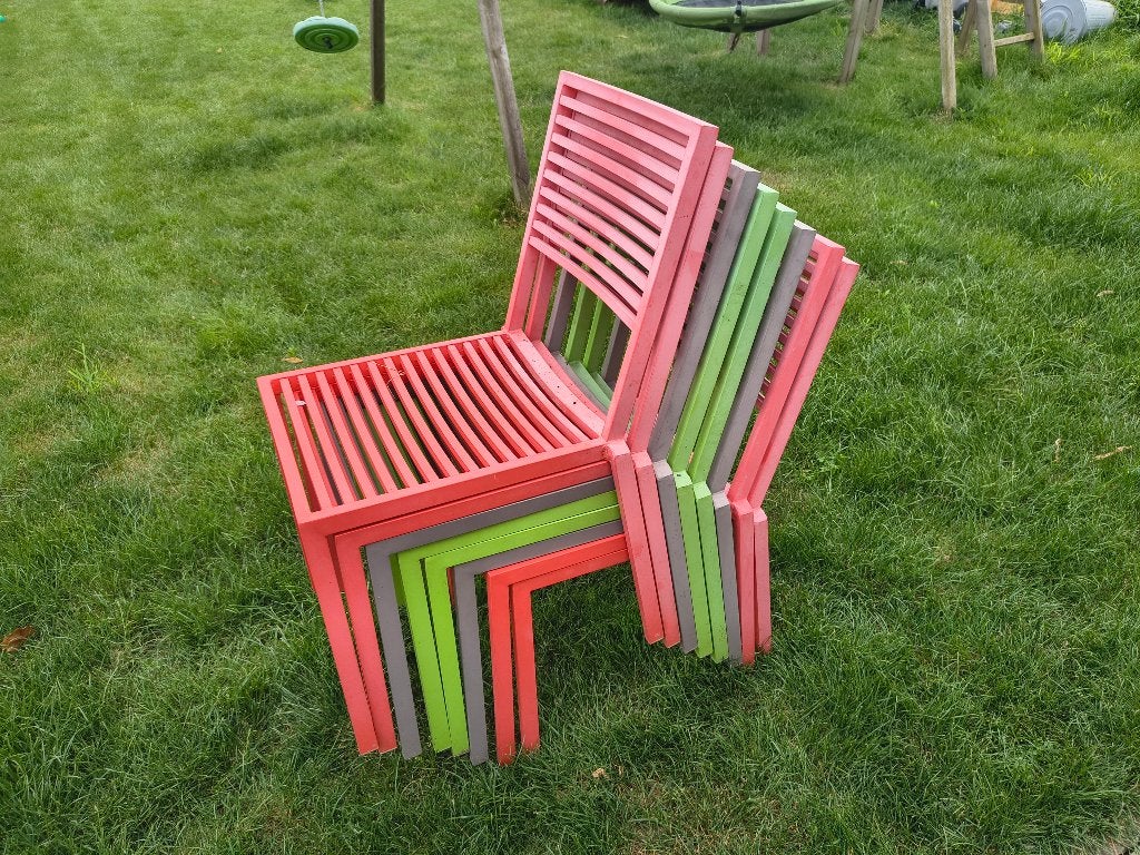 8 Gekleurde aluminium tuin stoelen, Tuin en Terras, Ophalen, Gebruikt, Aluminium, Stapelbaar