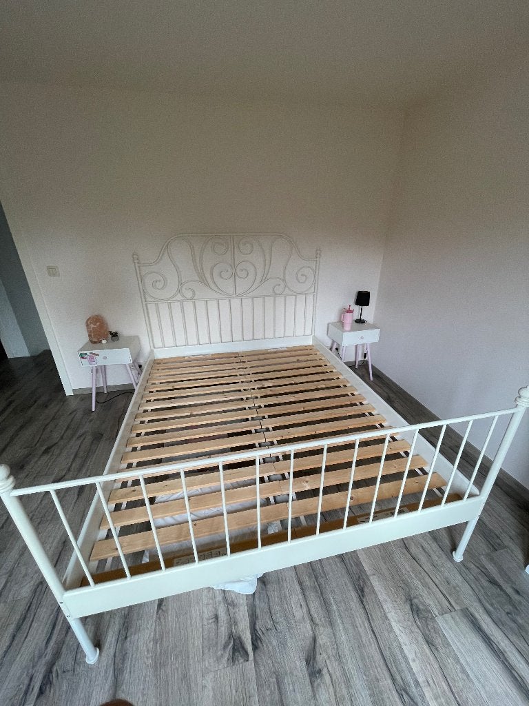 Bed, Huis en Inrichting, Slaapkamer | Bedden, Ophalen, Gebruikt, Wit, Tweepersoons