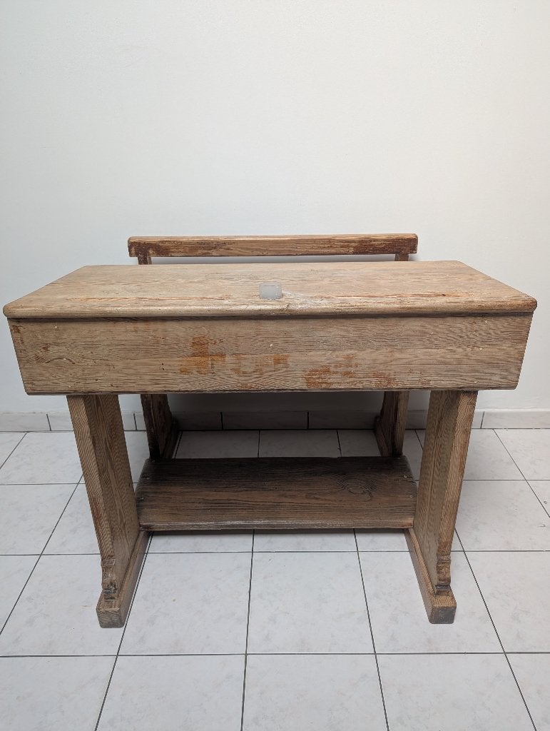 Schoolbank, Ophalen, Gebruikt, Hout, Schoolbureau