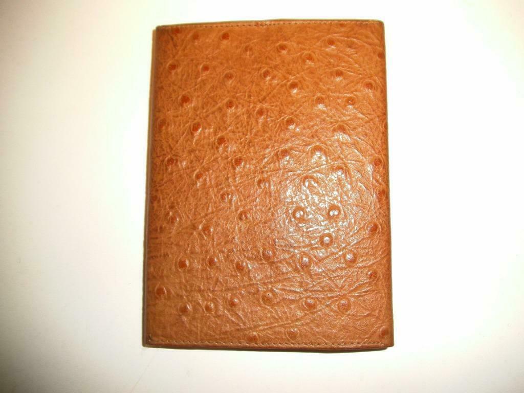 Portefeuille en autruche marron beige (DS203-m), Autres marques, Cuir, Enlèvement ou Envoi, Beige