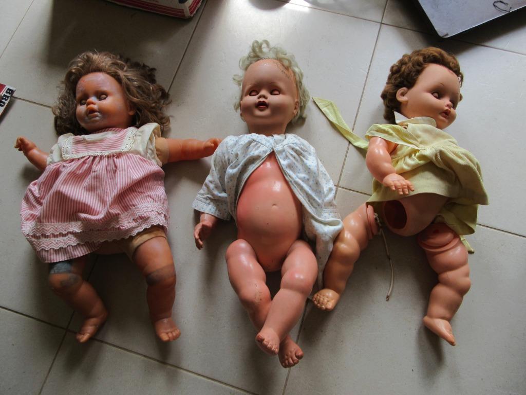 3 vieilles poupées anciennes vintage sixties, Enlèvement, Poupée