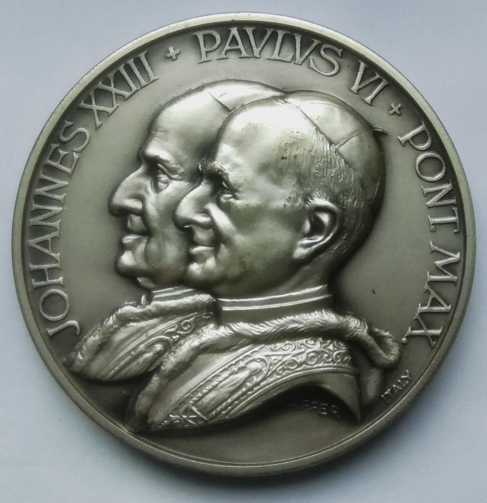 médaille John 23 + Paul 6 Pont Max 1964 New York Vatican Exh, Timbres & Monnaies, Pièces & Médailles, Autres matériaux, Enlèvement ou Envoi