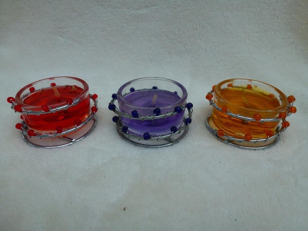 kaarsjes in glazen potjes en metalen houdertje houdertje, Overige materialen, Overige kleuren, Nieuw, Ophalen of Verzenden