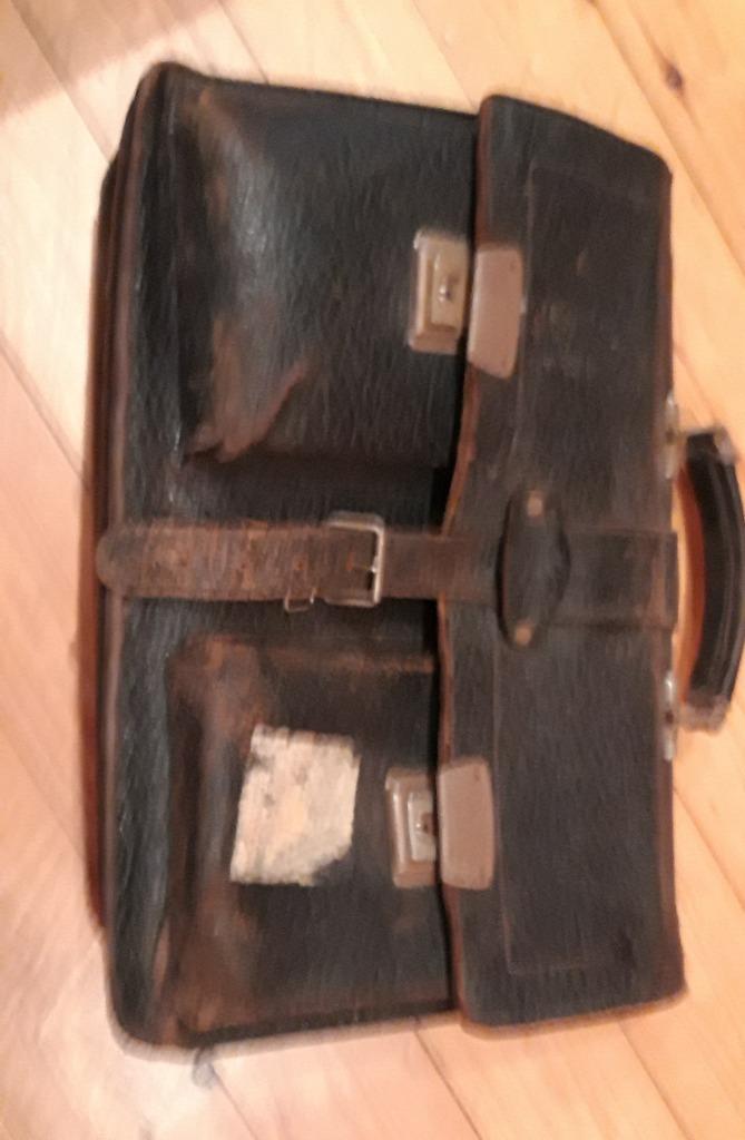 lederen boekentas, Ophalen, Gebruikt, Zwart, Aktetas of Boekentas