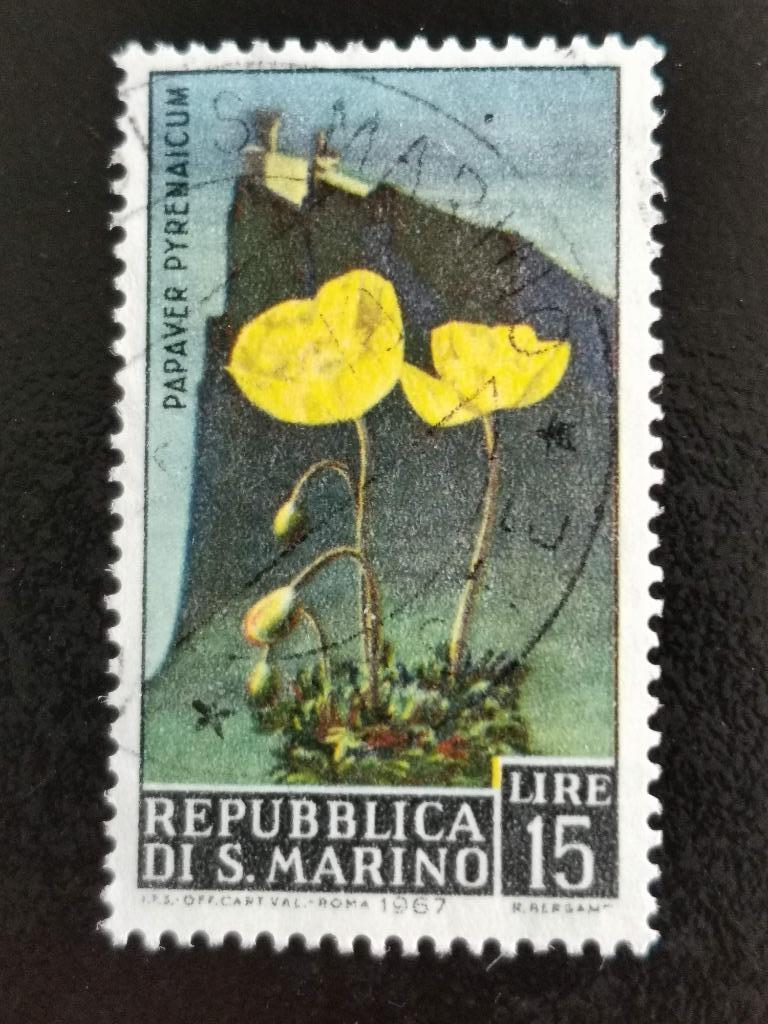Saint-Marin 1967 - flore - fleurs, Enlèvement ou Envoi, Affranchi