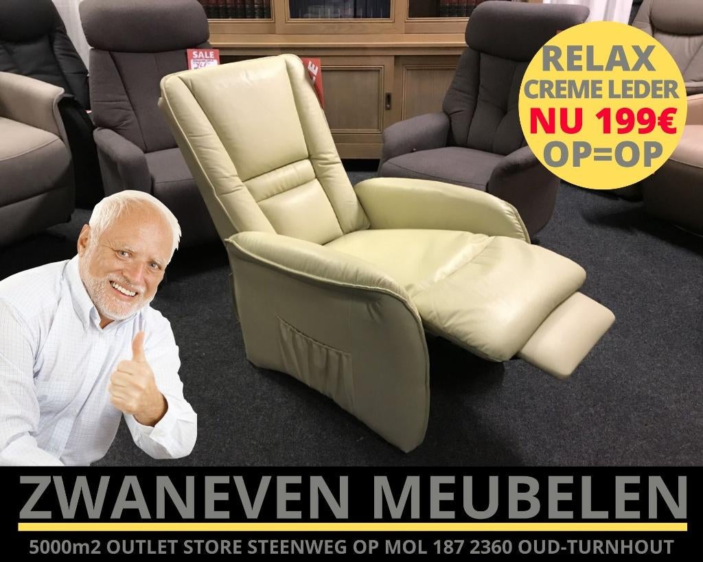 TOPAANBIEDING nieuwe relaxfauteuil in echt leder, Maison & Meubles, Fauteuils, Neuf, Tissus, Enlèvement