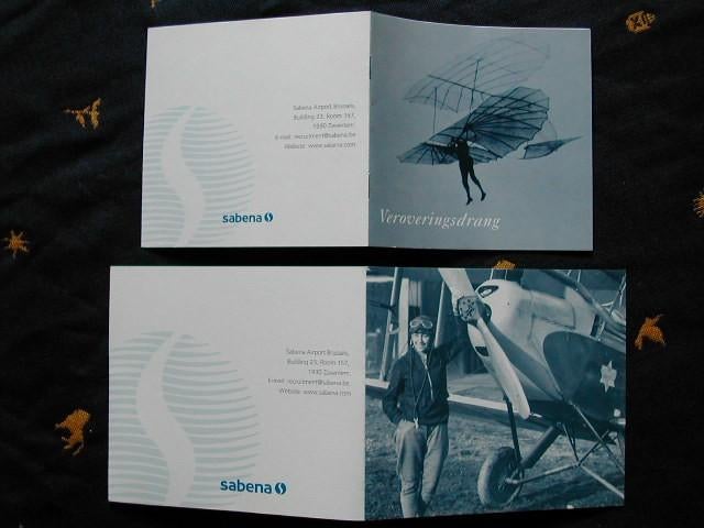 Sabena Brochure Pilot Amy Johnson DH 60 Veroveringsdrang NL, Ophalen of Verzenden, Nieuw, Boek of Tijdschrift