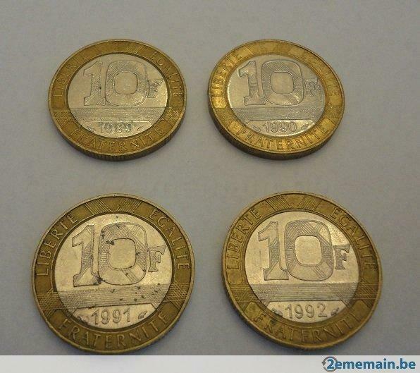 4 munten van 10 frank 1989, 90, 91 en 1992 Frankrijk, Postzegels en Munten, Ophalen of Verzenden, Frankrijk, 5 euro