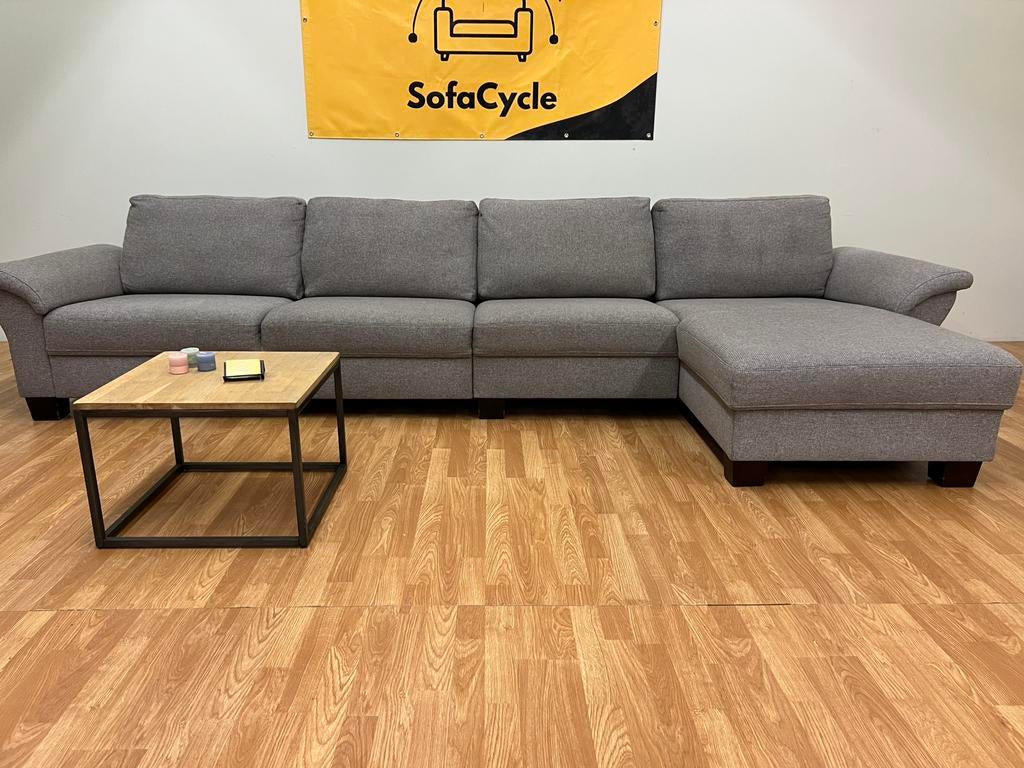 Modulaire grijze vierzit met chaise longue – SofaCycle, Huis en Inrichting, Ophalen of Verzenden, Zo goed als nieuw