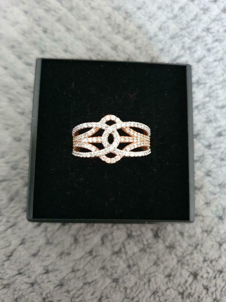Zilveren ring rosé verguld maat 52, Bijoux, Sacs & Beauté, Bagues, Enlèvement ou Envoi, Rose, Avec cristal, Utilisé