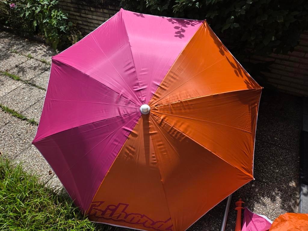 Parasol de plage Décathlon, Tuin en Terras, Parasols, Ophalen, Zo goed als nieuw, Strandparasol