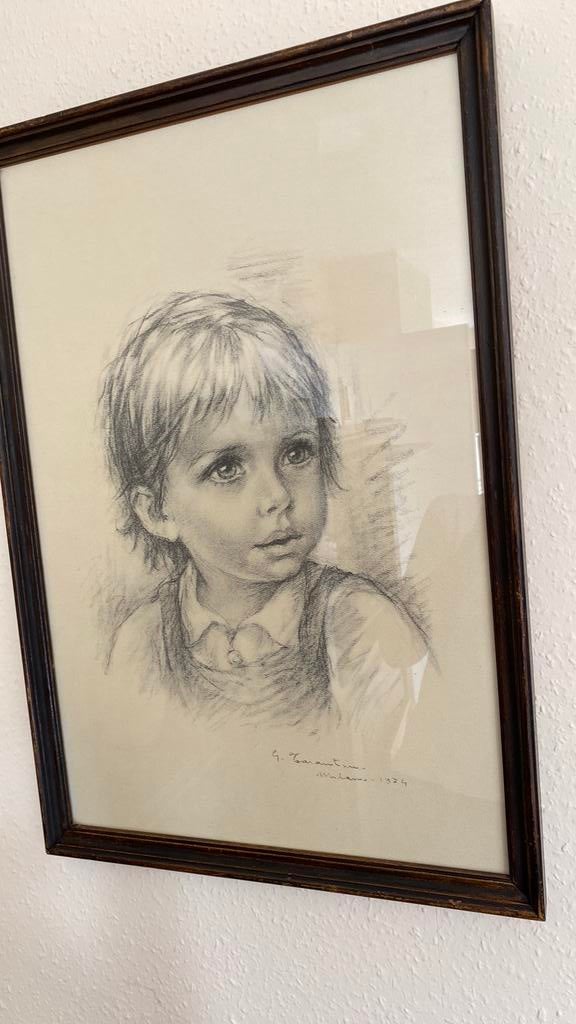Portret - houtskool, Antiek en Kunst, Kunst | Tekeningen en Fotografie, Ophalen