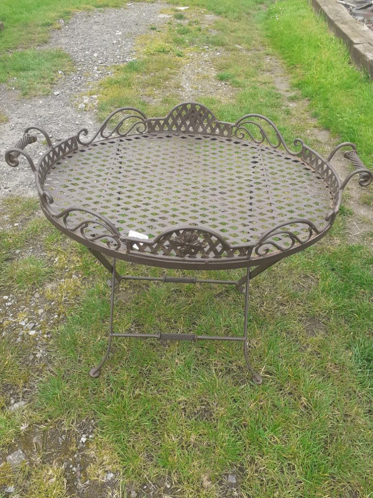 Superbe table de jardin pliable en fer forgé, Jardin & Terrasse, Tables de jardin, Enlèvement, Neuf, Ovale, Métal