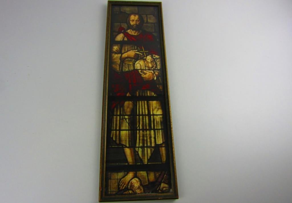 Gotische Johannesafbeelding achter glas, Ophalen of Verzenden, Gebruikt