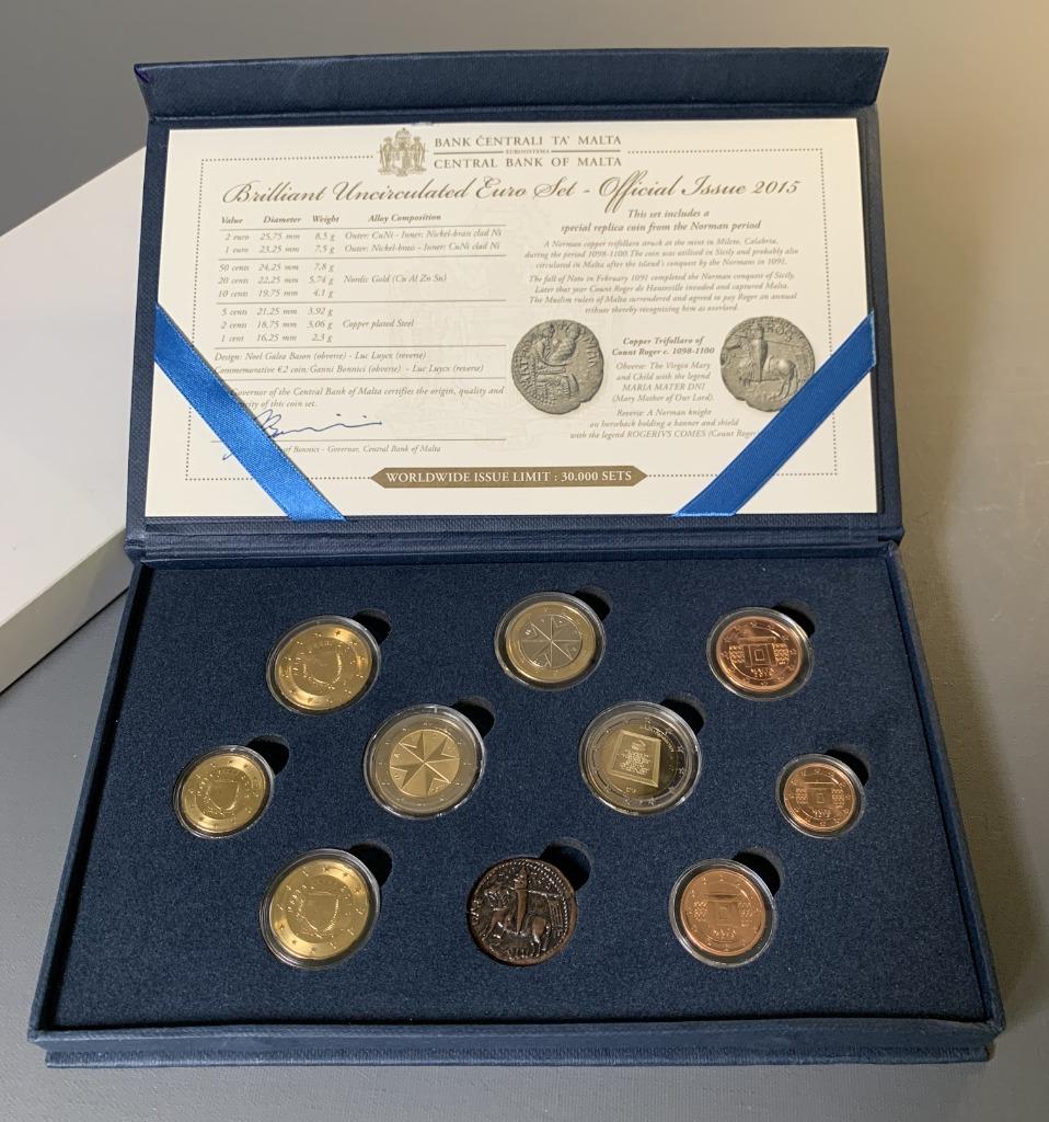 Euromunten Set Malta 2015 + replica Trifollaro in doos, Postzegels en Munten, Munten | Europa | Euromunten, Ophalen of Verzenden