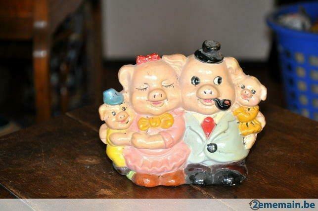ancienne tirelire cochon en platre peint, Collections, Enlèvement ou Envoi, Utilisé