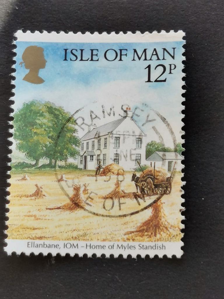 Isle of Man 1986 - link met USA, woning van Standish, paard, Ophalen of Verzenden, Overige landen, Gestempeld