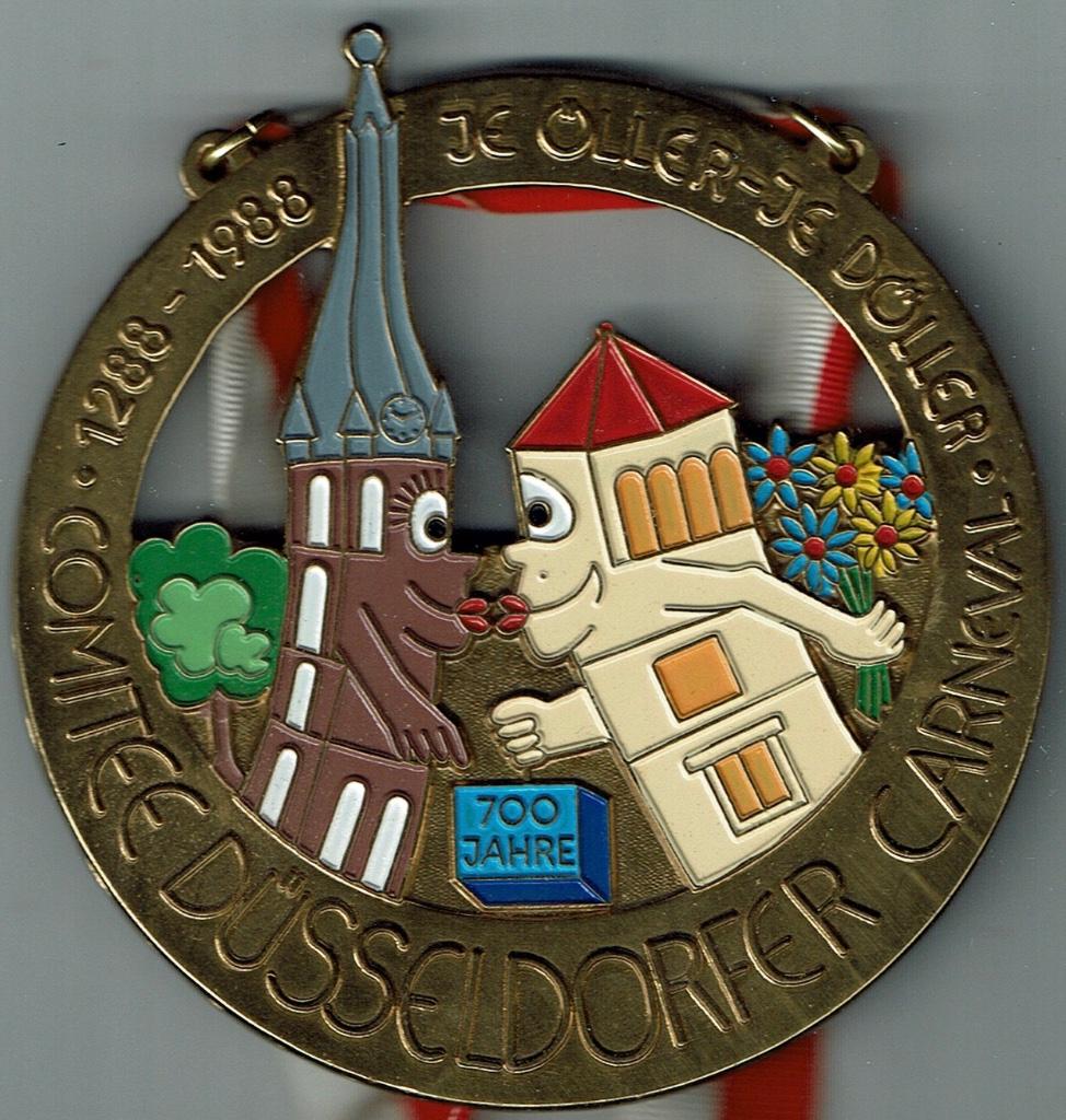 Medaille carnaval Düsseldorf Duitsland 1988, Verzenden, Overige materialen