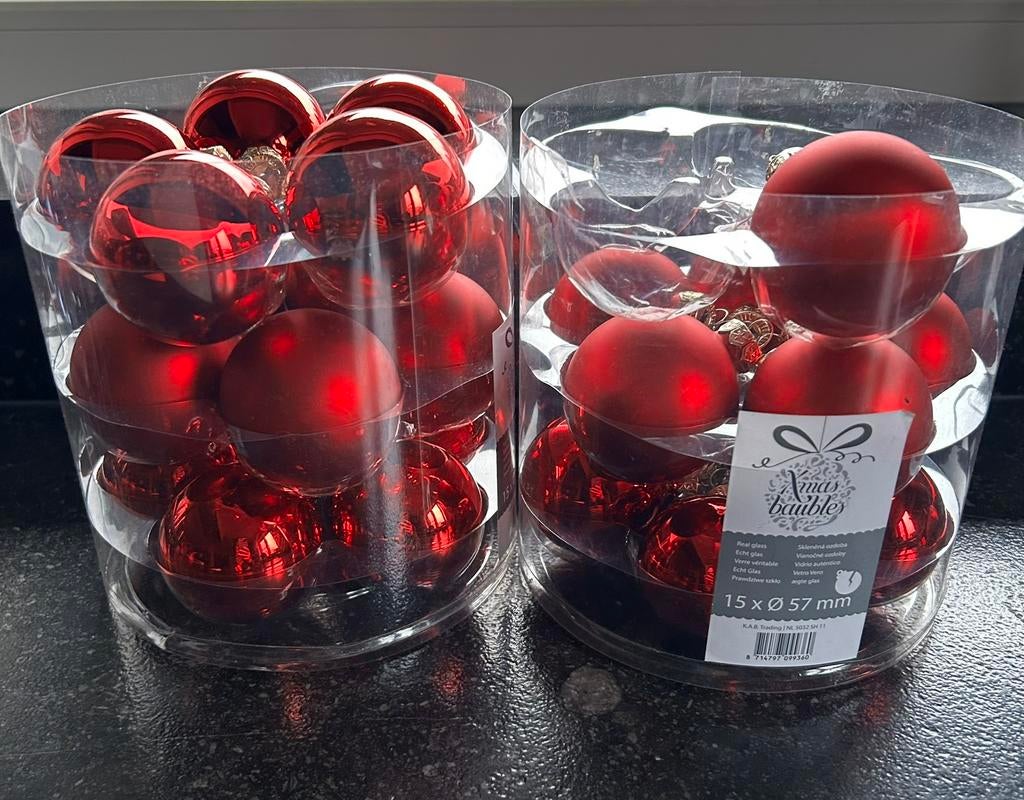 Kerstbal rood  glas, Ophalen, Zo goed als nieuw, Rood