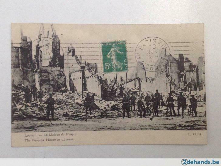 Postkaart Leuven Eerste Wereldoorlog La maison du peuple, Verzamelen, Ophalen of Verzenden