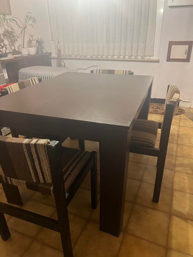 Uitschuifbare tafel met 6 stoelen, Ophalen, Gebruikt