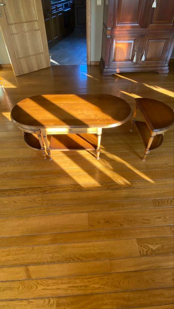 Salontafel met geïntegreerde bijzettafeltjes kersenhout, Enlèvement, Comme neuf, Cerisier
