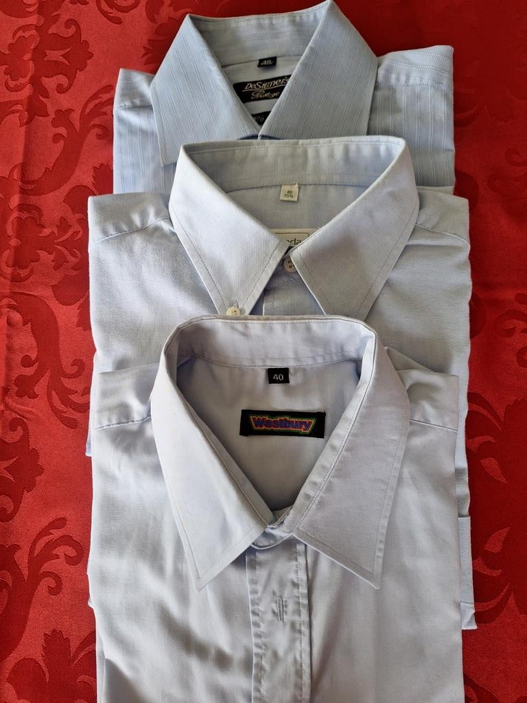 3 lichtblauwe herenoverhemden met lange mouwen, 40 Westbury, Kleding | Heren, Overhemden, Zo goed als nieuw, Halswijdte 39/40 (M)