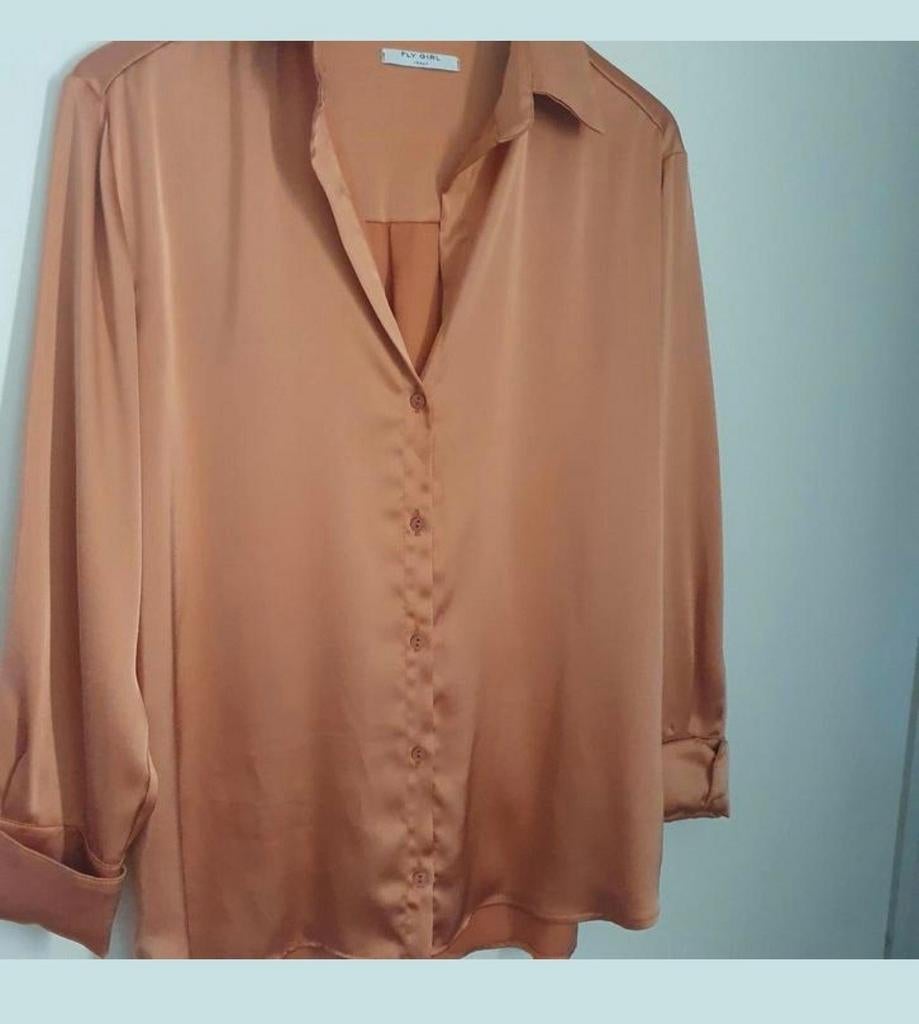 Dames blouse in satijnlook. In nieuwstaat! + rok., Kleding | Dames, Flygirl, Oranje, Ophalen of Verzenden, Zo goed als nieuw