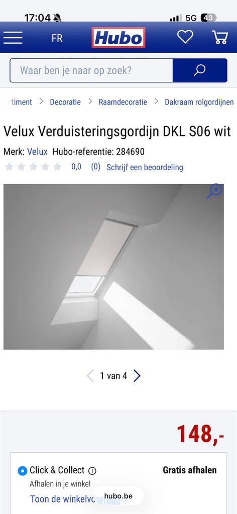 Velux verduistergordijn S06 wit (3stuks), Enlèvement, Comme neuf, Blanc