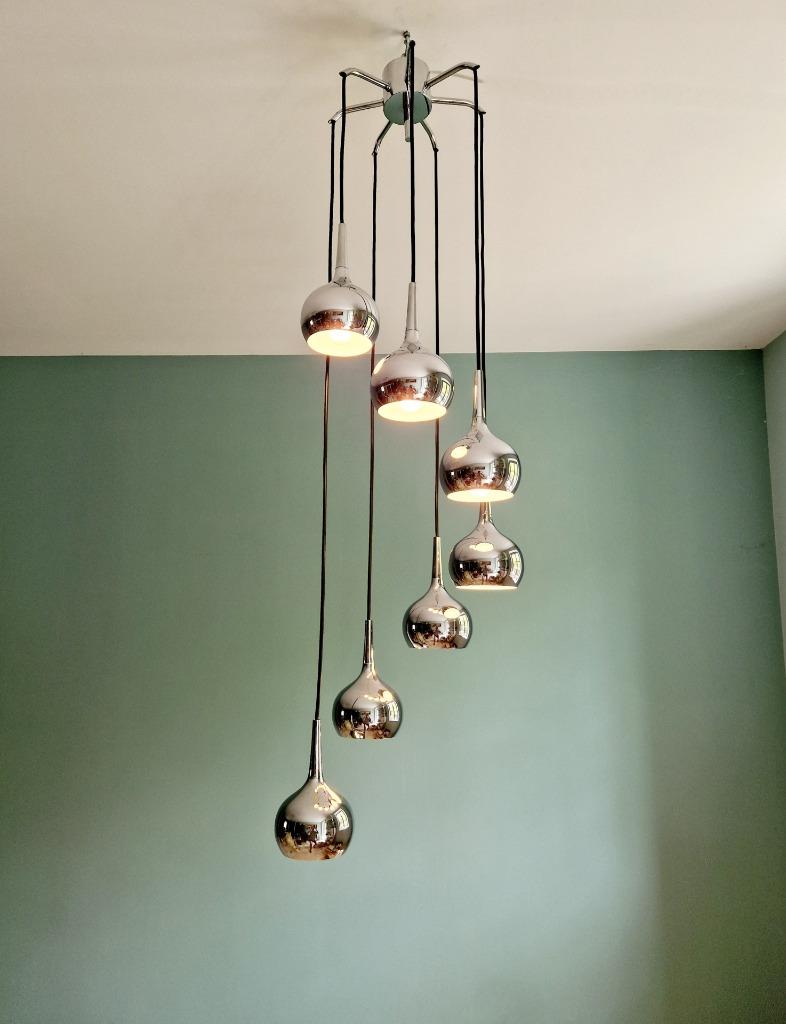 Grand lustre cascade, design Hans-Agne Jakobsson, 1960-70, Antiquités & Art, Enlèvement
