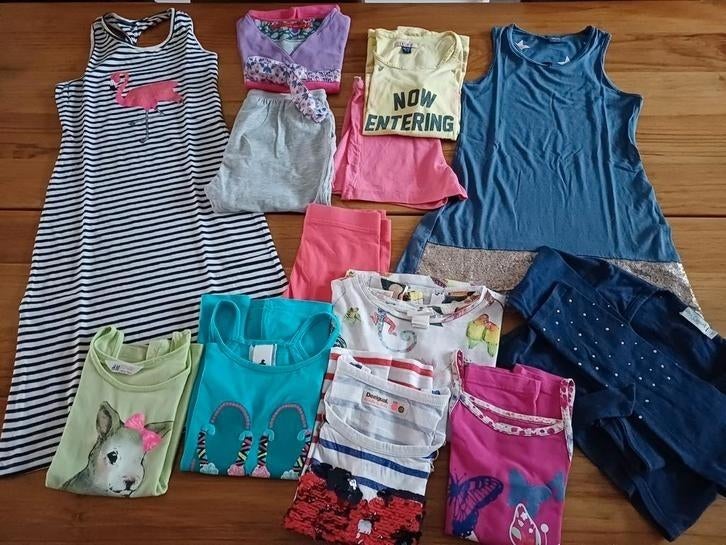 Pakket 13 stuks meisjeskledij zomer 6-8 jaar, Enfants & Bébés, Vêtements enfant | Taille 122, Robe ou Jupe, Enlèvement ou Envoi