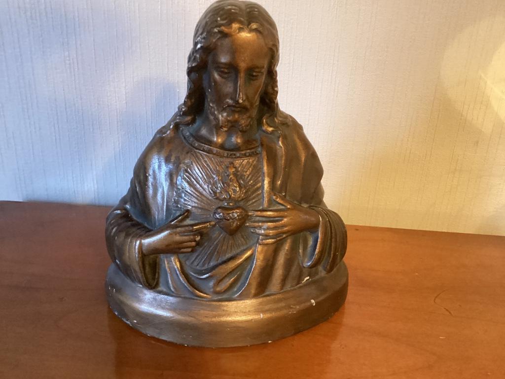 Heilig hart buste Christus. Gesigneerd., Antiquités & Art, Antiquités | Objets religieux, Enlèvement