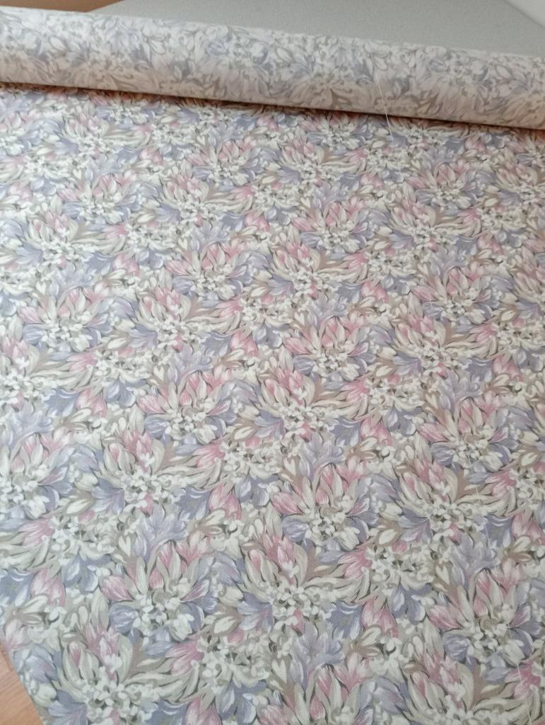 kortingsbon vintage stof bedrukt bloemenpastelkatoen 1m x 0., Hobby en Vrije tijd, Paars, Ophalen of Verzenden, 30 tot 120 cm
