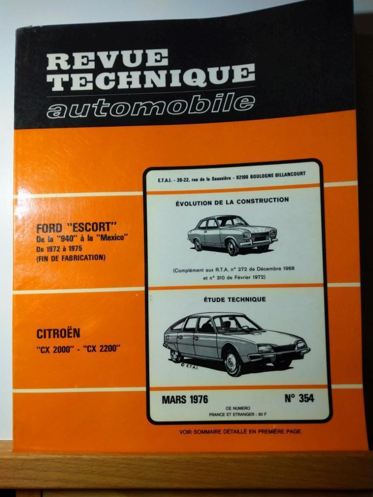 RTA - Citroen CX - Ford Escort - n 354, Autos : Divers, Modes d'emploi & Notices d'utilisation, Enlèvement ou Envoi