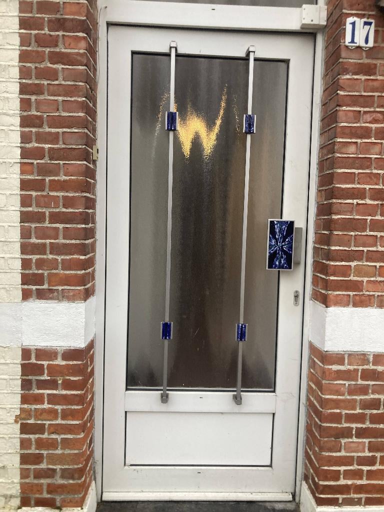 PVC / glazen  voordeur met hippe retro accenten, Ophalen, Gebruikt