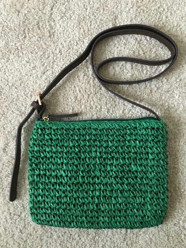 groene handtas raffia met ritssluiting, Ophalen of Verzenden, Nieuw, Groen, Handtas