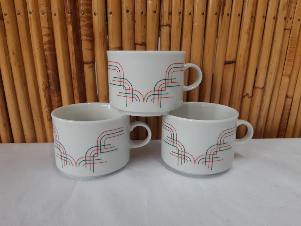Drie vintage Eversberg Bavaria koffiekopjes uit 1970, retro, Gebruikt, Keramiek, Ophalen of Verzenden, Overige stijlen