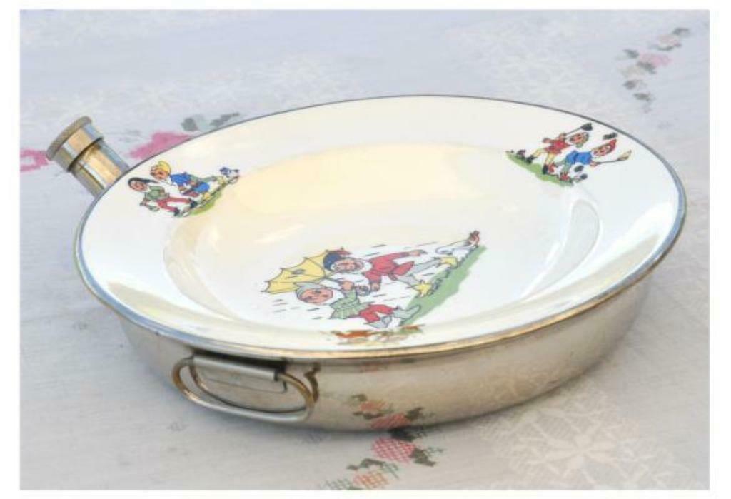 §assiette chauffante d'enfant metal et faience, Antiquités & Art, Antiquités | Céramique & Poterie, Enlèvement ou Envoi