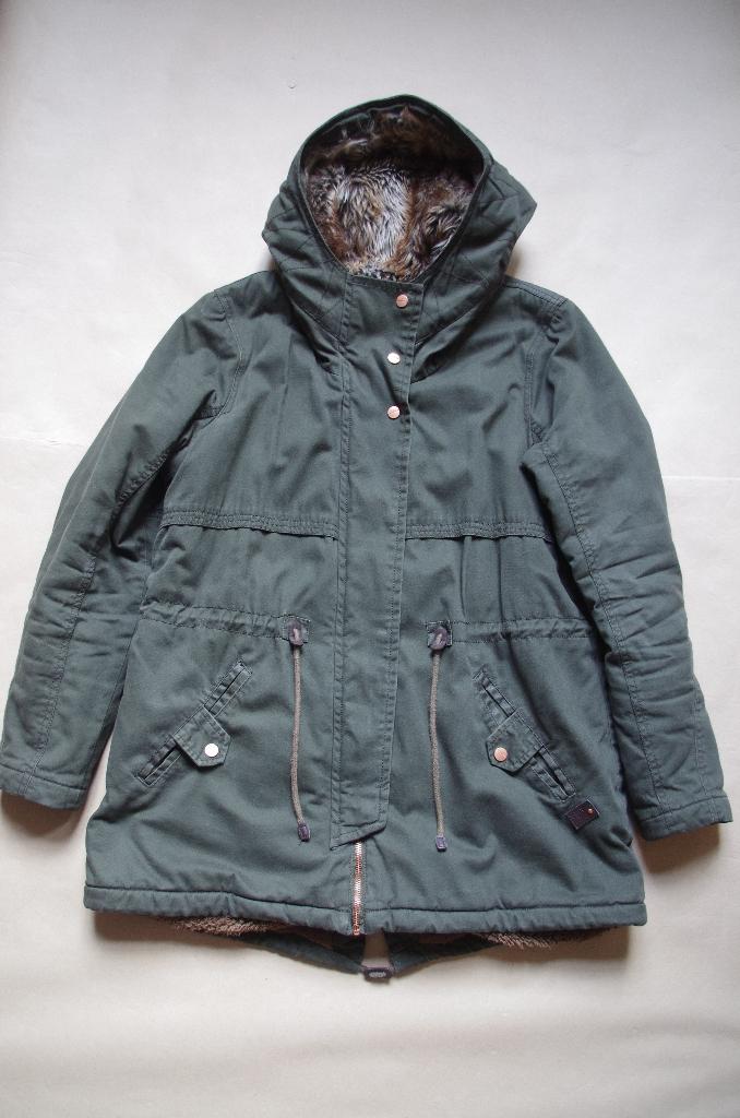 Groene parka met pels en kap van Only (maat L), Ophalen of Verzenden, Zo goed als nieuw, Maat 42/44 (L), Groen