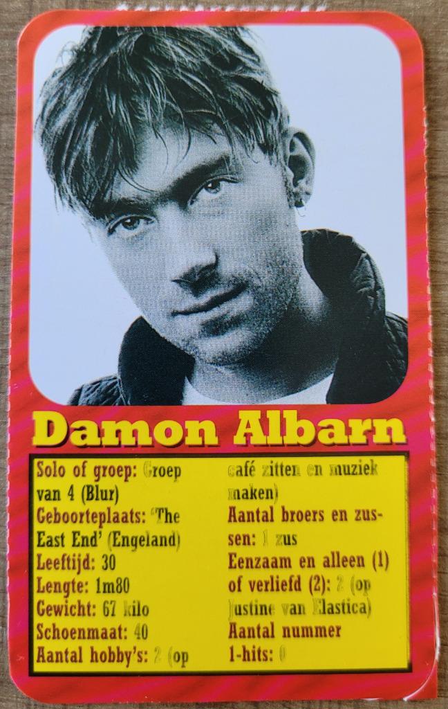 Fotokaart Damon Albarn (Blur), Ophalen of Verzenden, Zo goed als nieuw, Foto of Kaart