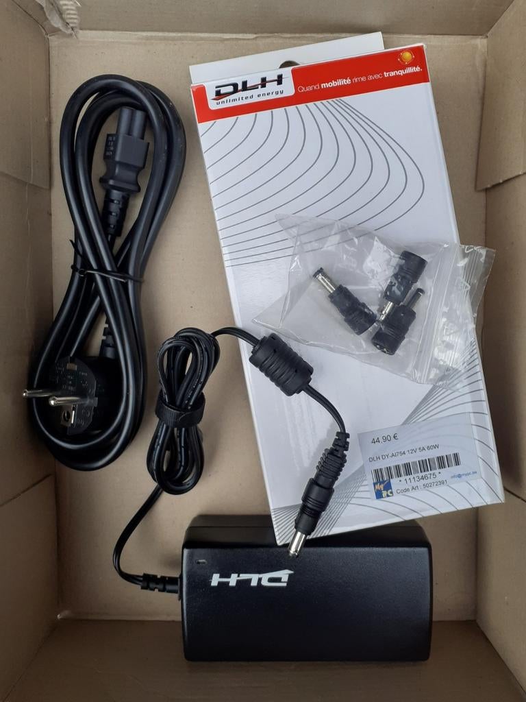 Chargeur ordinateur DLH 12V 5A 60W  embouts C-V-B-T, Informatique & Logiciels, Enlèvement ou Envoi, Neuf, DLH